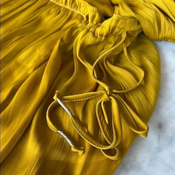 Free People Elegant chartreuse-Mustard-golden Halter Dress XS NWT - Picture 3 of 13